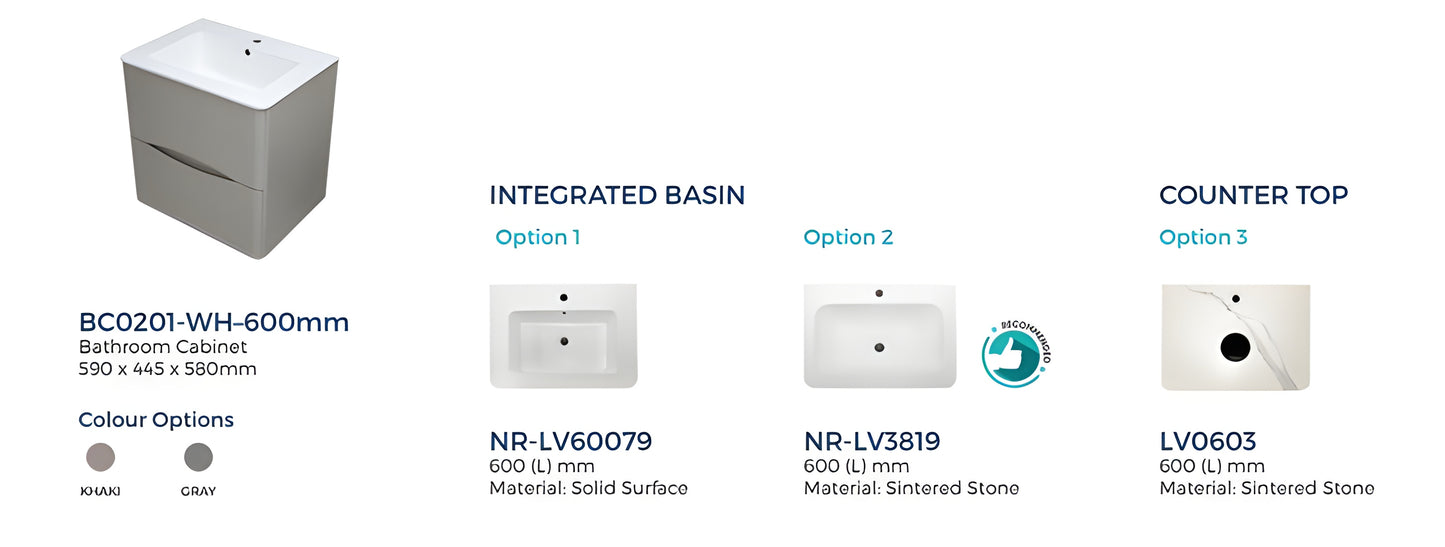 Rigel 60CM Drawer Design Cabinet (GRAY)