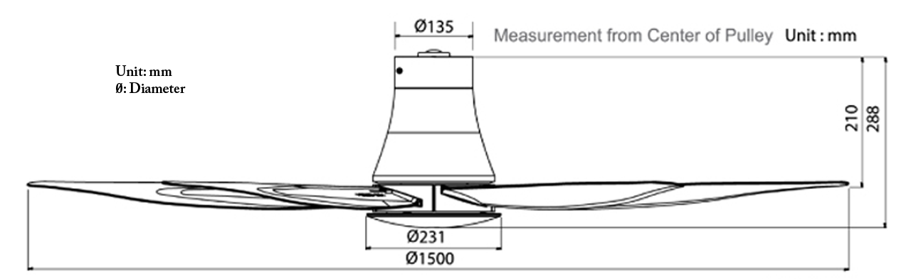 KDK T60AW No Light Ceiling Fan (GREY)